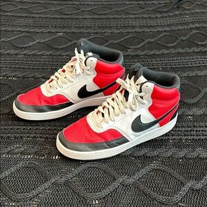Nike Red and White High-Top Sneakers